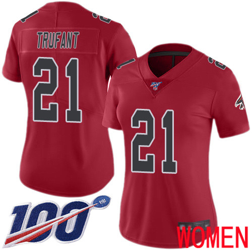 Atlanta Falcons Limited Red Women Desmond Trufant Jersey NFL Football #21 100th Season Rush Vapor Untouchable->women nfl jersey->Women Jersey